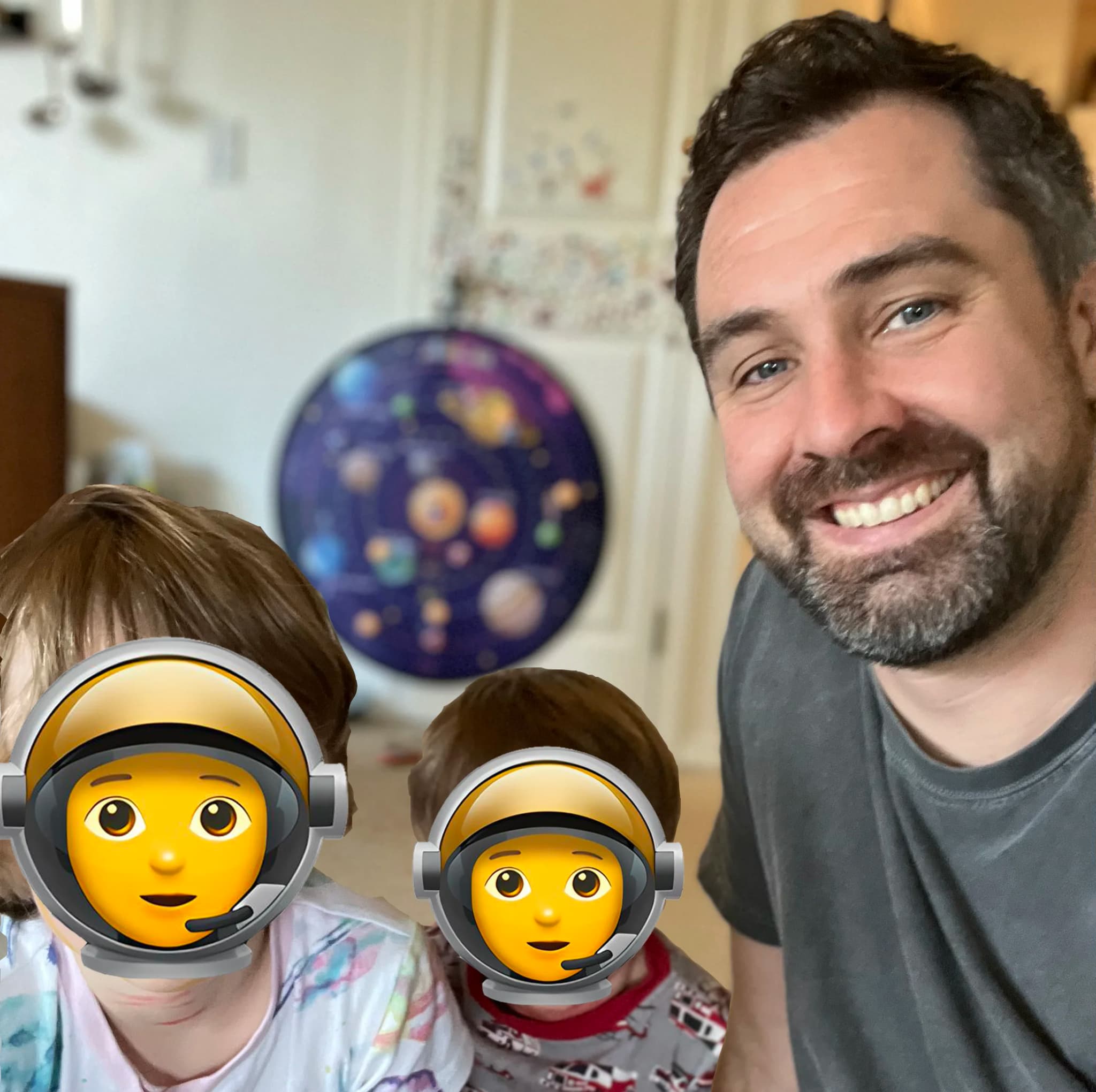 Keith, the creator of Moondoggle, with his kids